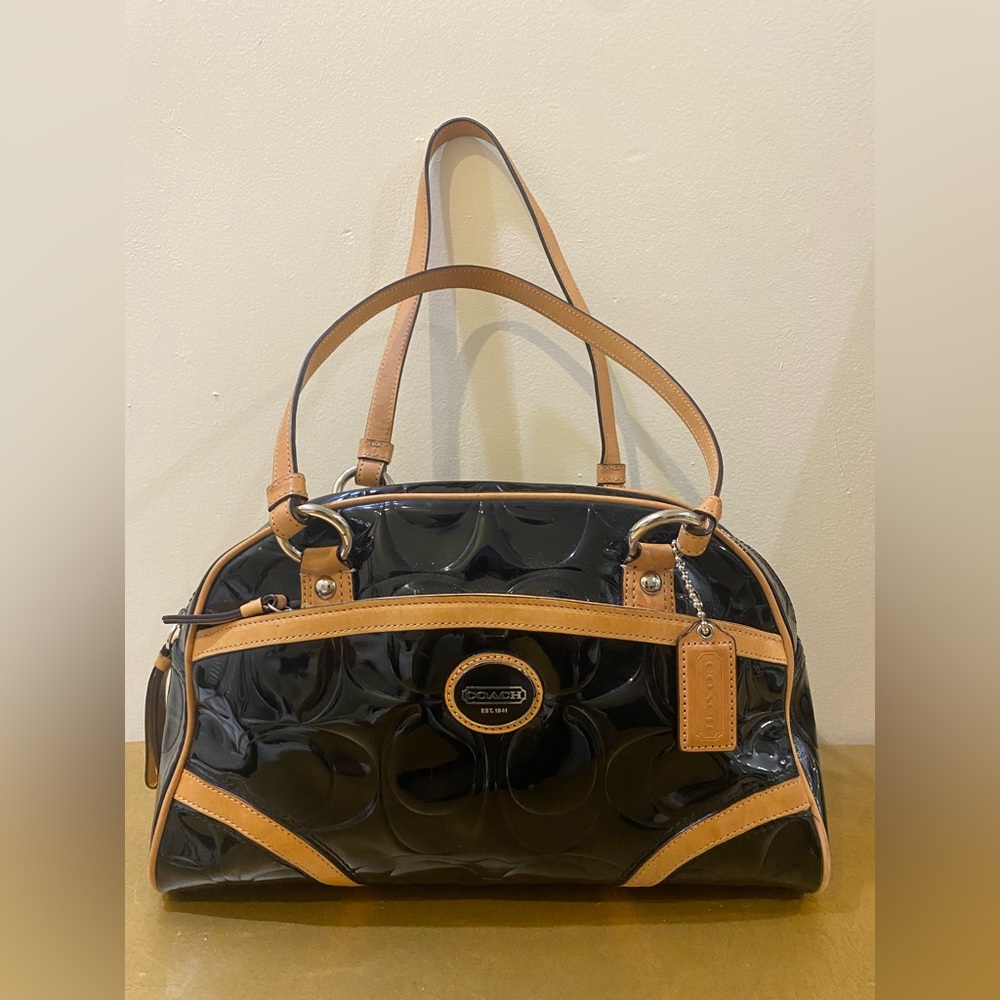 Coach Peyton Embossed Black Patent Satchel F1273-F20065
